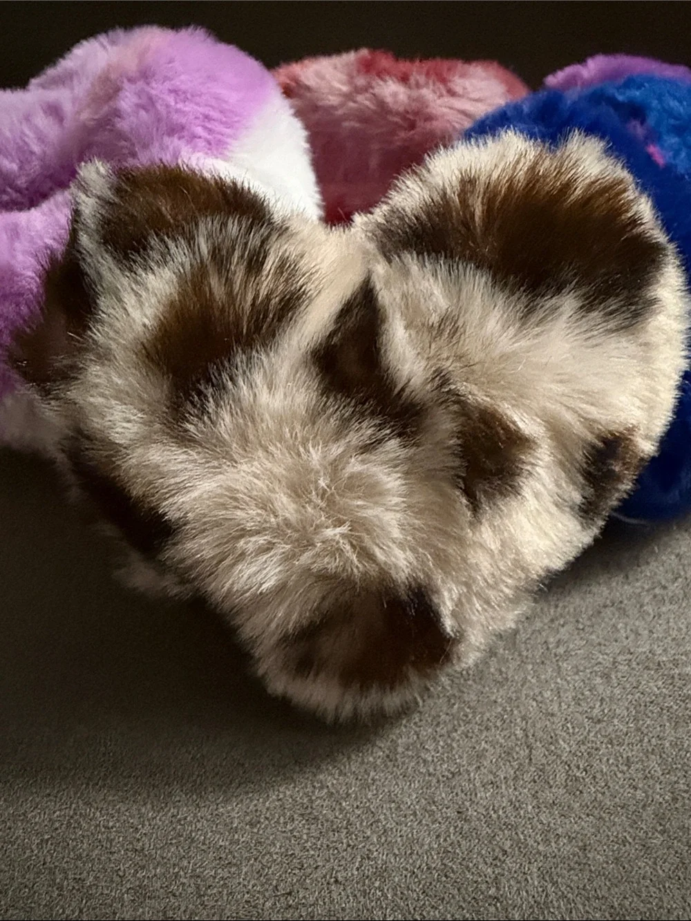 Plush Heart-Shaped Multi-Color Faux Fur Keychains B24
